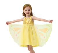 Miipat Robe Bébé Fille Paillettes Tulle Papillon Jeune Enfant Fille sans Manches Sangles Robes Fille Vêtements pour Fête de Mariage d'anniversaire(Jaune 90 2-3 Ans)