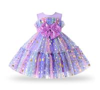 Miipat Robe de Bébé Fille en Tulle sans Manches de Fête Tout-Petit Robe Princesse pour Bébé Anniversaire Mariage Demoiselle d'honneur Fille Robe 100 3-4 Ans