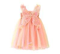 Miipat Robe Tulle Papillon Sans Manches pour Bébé Fille - Princesse Tutu Fleur pour Mariage et Fête d'Anniversaire - OrangeRainbow 100 2-3 Ans