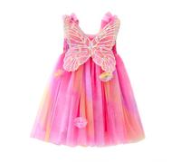Miipat Robe Tulle Papillon Sans Manches pour Bébé Fille - Princesse Tutu Fleur pour Mariage, Fête d'Anniversaire - Licorne Rainbow 80 12-18 Mois