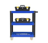 MIIWWOWO Chariot à main à 3 étages avec 4 roulettes pivotantes avec frein, capacité de charge de 120 kg, pour atelier, garage, entrepôt