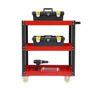 MIIWWOWO Chariot à main à 3 étages avec 4 roulettes pivotantes avec frein, capacité de charge de 120 kg, pour atelier, garage, entrepôt