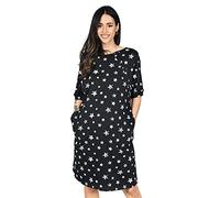 MijaCulture 3 en 1 Maternité Robe Chemise/Maternité Allaitement Coton Robe de Nuit pour accoucher 4128 (L, Noir/étoiles)