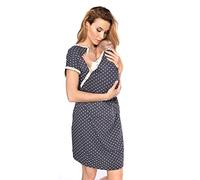 MijaCulture 3 en 1 Maternité Robe Chemise/Maternité Allaitement Coton Robe de Nuit pour accoucher 4123 (EU46 / XXXL, Graphite/avec Coeurs)