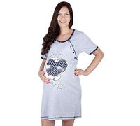 MijaCulture Mija - 2 en 1 Maternité/Allaitement/Coton Robe de Nuit 2056 U (EU 40, Marine)