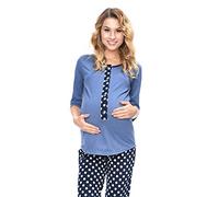 MijaCulture Mija 4054 Combinaison d'allaitement 3 en 1 Pyjama - Bleu - Small