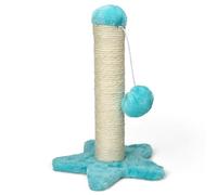 MIJOMA Arbre à chat : petite colonne à chat pour chats, plaque de base en cœur ou en étoile, sisal et peluche, plaisir de jeu garanti, 30 cm de haut (turquoise (étoile))