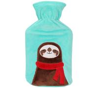 MIJOMA Bouillotte 0,75 l avec housse en polaire douce - Bouillotte pour enfant avec motif animal - Pour maux de ventre, moments de détente et de bien-être (paresseux)