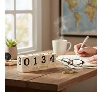 MIJOMA Calendrier de compte à rebours annuel cube en bois - Parfait pour les mariages, les anniversaires, les examens et plus encore - Comptage des jours sans lacunes - Forme compacte