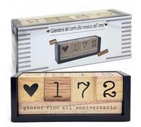 MIJOMA Calendrier de compte à rebours annuel en bois - Calendrier de table permanent avec cubes décoratifs - Jusqu'à 432 jours pour des occasions spéciales (noir/naturel - Édition italienne, environ