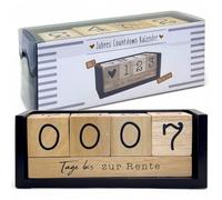 MIJOMA Calendrier de compte à rebours annuel en bois - Calendrier de table permanent avec cubes décoratifs - Jusqu'à 432 jours pour des occasions spéciales (noir/naturel - Édition allemande, environ