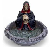 MIJOMA Cendrier gothique - Sensenmann avec tête de mort - Design mystique en polyrésine - Rond, 10 cm de diamètre, 8 cm de hauteur - Cendrier décoratif pour fans d'horreur et de fantaisie