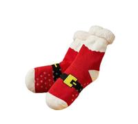 MIJOMA Chaussettes douillettes antidérapantes de Noël - Chaussettes chaudes pour l'hiver - Chaussettes de refuge moelleuses, Ceinture rouge, Taille unique