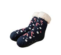 MIJOMA Chaussettes douillettes antidérapantes de Noël - Chaussettes chaudes pour l'hiver - Chaussettes de refuge moelleuses, Sucre d'orge bleue, Taille unique
