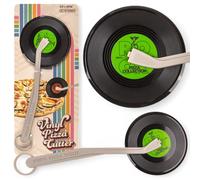 MIJOMA Coupe-pizza en vinyle - Design rétro - 21,5 cm - Avec suspension en silicone et poignée en plastique - Look Party Time & Rock (Green "Rock")