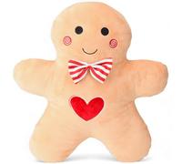 MIJOMA Coussin bonhomme pain d'épice - 43 cm - Coussin décoratif en forme de pain d'épice - Coussin douillet doux en polyester - Coussin de Noël - Festif - Chambre d'enfant et canapé