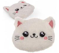 MIJOMA Coussin chauffant chat - 18 x 18 cm - 350 g de boules d'argile - Coussin chauffant au micro-ondes - Design mignon - Moelleux et relaxant pour les enfants et les amoureux des animaux