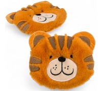 MIJOMA Coussin chauffant tigre - 15 x 12,5 cm - Avec boules d'argile de 180 g - Coussin micro-ondes au design animal - Chaud, doux et adapté aux enfants pour les jours froids