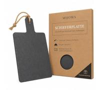 MIJOMA | Élégant plateau en ardoise avec poignée et ruban de jute inclus pour suspendre | Placez vos chefs-d'œuvre culinaires, environ 26 x 18 cm