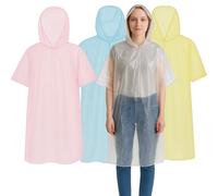 MIJOMA Ensemble poncho de pluie à capuche multicolore jetable imperméable unisexe pour festival, camping, randonnée, poncho d'urgence, Mélange de couleurs : 4 pièces, taille unique