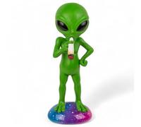 MIJOMA Figurine décorative Alien fumeur | Peinte à la main en pierre artificielle 16,5 cm | Cadeau amusant pour fumeur
