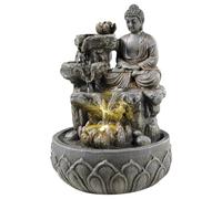 MIJOMA Fontaine d'intérieur LED, polyrésine/plastique, éclairage blanc chaud, bruit d'eau apaisant, transformateur 12 V, parfait pour votre oasis de bien-être élégante (source du centre intérieur)