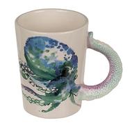 MIJOMA Gobelet à thé en céramique avec anse Motif animal, tasse 3D peinte à la main pour amoureux des animaux, café, thé, cacao, 11 x 8,5 cm, 300 ml (poulpe)