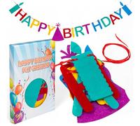 MIJOMA Guirlande en feutre Happy Birthday - Bannière arc-en-ciel multicolore, 2,5 m de long, lettres de 16 cm de haut, décoration d'anniversaire en feutre, prête à accrocher