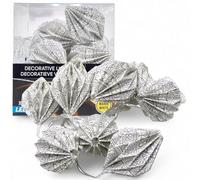 MIJOMA Guirlande lumineuse à LED en papier style bohème, 10 LED blanc chaud, minuterie 6h/18h, à piles, abat-jour origami, décoration pour salon, fenêtre et fête (diamant - Sage-Grey Mosaic)