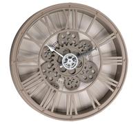 MIJOMA Horloge murale avec mécanisme d'engrenage visible de 38,7 cm - Horloge design moderne couleur sable - Horloge décorative de salon de style industriel