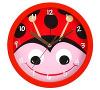 MIJOMA Horloge murale pour enfants - Horloge d'apprentissage silencieuse pour chambre d'enfant - 20 cm - Motifs mignons pour garçons et filles (coccinelle)
