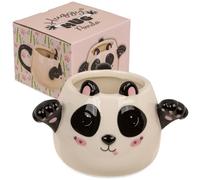 MIJOMA Huggy - Tasse - En dolomite - 450 ml - Tasse kawaii avec bras - En céramique avec anse - Élégante tasse à café et à thé pour le bureau et la maison (panda)