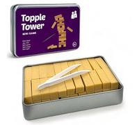 MIJOMA Jeux de voyage dans une boîte en métal - Mini jeux compacts à emporter pour les déplacements, jouet éducatif, 12 x 8 cm, pour l'extérieur et l'intérieur (tour double)