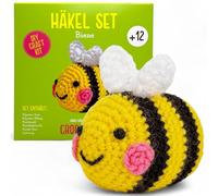 MIJOMA Kit de crochet animaux pour débutants et avancés - Kit de crochet DIY Amigurumi avec instructions, laine, aiguilles et accessoires - Kit de crochet pour enfants et adultes (abeille (7,5x7,5x7cm
