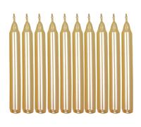 MIJOMA Lot de 10 bougies festives pour sapin de Noël, pyramide, en cire, pour sapin de Noël, fêtes d'anniversaire et tartes, longue durée de combustion, diamètre 11 x 105 mm, crème métallisée