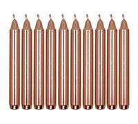 MIJOMA Lot de 10 bougies festives pour sapin de Noël, pyramide, en cire, pour sapin de Noël, fêtes d'anniversaire et tartes, longue durée de combustion, diamètre 11 x 105 mm, rose métallisé