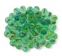 MIJOMA Lot de 100 billes en verre de 15 mm multicolores mélangées dans un filet pour jeux de billes, décoration, bricolage, remplissage de vase, décoration de plantes, boules en verre pour enfants