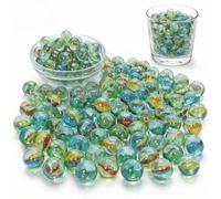 MIJOMA Lot de 100 boules décoratives en verre 15 mm (environ 550 g) - Pierres décoratives pour vases, décoration de table, décoration de plantes, bricolage, bricolage, verre décoratif, pépites en