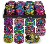 MIJOMA Lot de 12 boîtes à bijoux orientales - Boîtes à bijoux colorées en aluminium avec paillettes et paillettes, Ø 4,5 cm x H 3,5 cm, boîtes cadeau parfaites