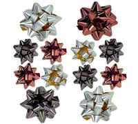 MIJOMA Lot de 12 rubans en polyband - Pour bricolage et emballage - Brillant et mat - Assortiment de 12 nœuds cadeaux - Champagne - Marron - Marron clair