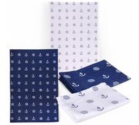 MIJOMA Lot de 2 torchons de cuisine - Design maritime - 100 % coton absorbant et durable - 40 x 60 cm - Bleu et blanc intégral