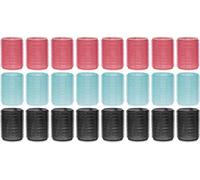 MIJOMA Lot de 24 Bigoudis autocollants autocollants en vert menthe, rose, noir, sans chaleur de qualité pour coiffeur (Ø 20 mm)