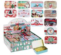 MIJOMA Lot de 24 boîtes en métal de Noël - Petites boîtes cadeaux avec motifs nostalgiques - Idéal pour les cadeaux en argent, les bons d'achat, le rangement, les cadeaux de l'Avent