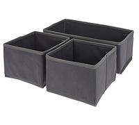 MIJOMA Lot de 3 boîtes de rangement pliables en tissu pour armoire, commode, accessoires, cosmétiques, jouets, gris