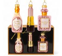 MIJOMA Lot de 3 décorations de sapin de Noël en verre - Boules de Noël originales à suspendre - Design vintage - Décoration de sapin en verre avec œillet en métal - Décoration de Noël originale