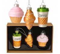 MIJOMA Lot de 3 décorations de sapin de Noël en verre - Boules de Noël originales à suspendre - Design vintage - Décoration de sapin en verre avec œillet en métal - Décoration de Noël originale (café