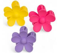 MIJOMA Lot de 3 pinces à cheveux en forme de fleur - Grandes barrettes à cheveux de 7 cm - En plastique solide - Pour femme et fille - Design floral coloré (Sunny Pop)