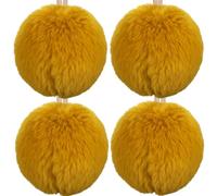 MIJOMA Lot de 4 boules de Noël de 7 cm - Boules de Noël moelleuses en peluche avec ruban de satin - Boules décoratives douces pour sapin de Noël - Décoration d'hiver élégante (or curry)