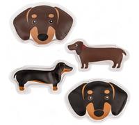 MIJOMA Lot de 4 chauffe-mains en forme de teckel, réutilisables, avec fonction clic, prêts à l'emploi, pour l'hiver, l'extérieur, cadeaux, lutin