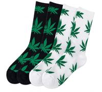 MIJOMA Lot de 4 paires de chaussettes colorées à motif - Chaussettes confortables et respirantes avec coutures plates et mélange de design, Style cannabis, 36-41